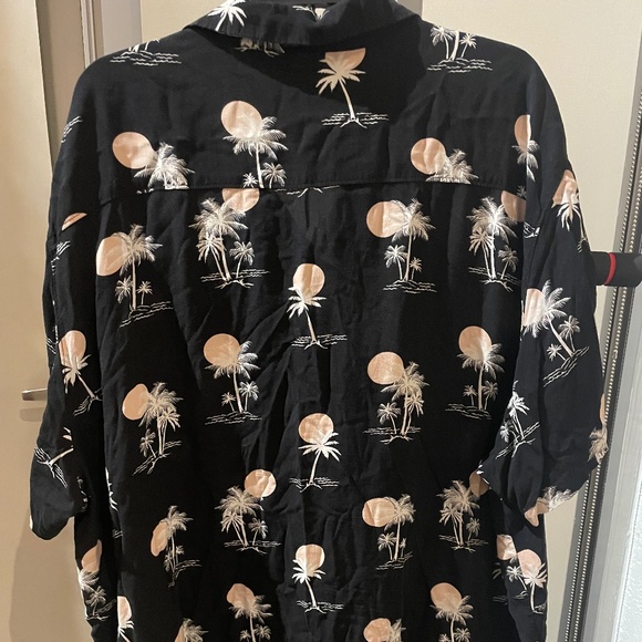🌟 No Boundaries Black Tropical Palm Tree Hawaiian Shirt 3XL Short Sleeve - Picture 3 of 11